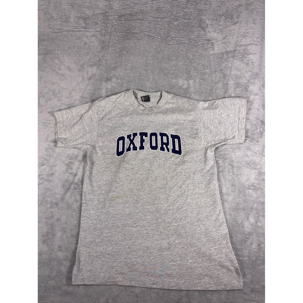 Screen Stars Best Oxford T-Shirt 1990s Mens L Gray Crew Neck Short Sleeve